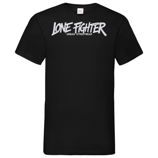 Herren Basic V-Neck T-Shirt Lone Fighter Graffiti