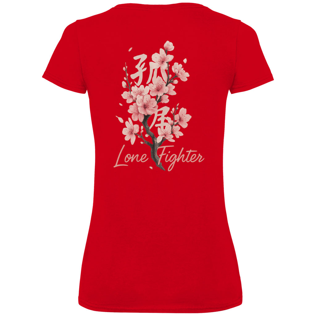 Damen Premium Bio V-Neck T-Shirt Cherry Blossom