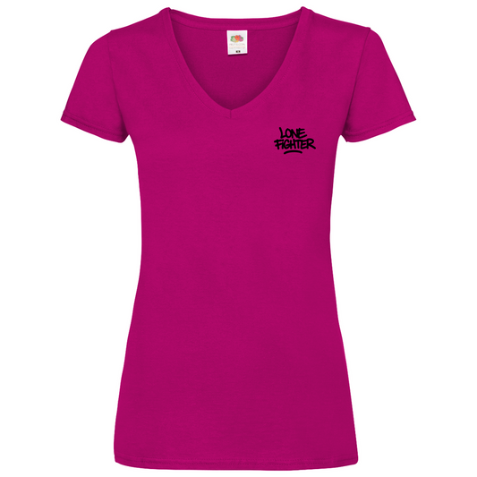Damen Basic V-Neck T-Shirt Tag Type
